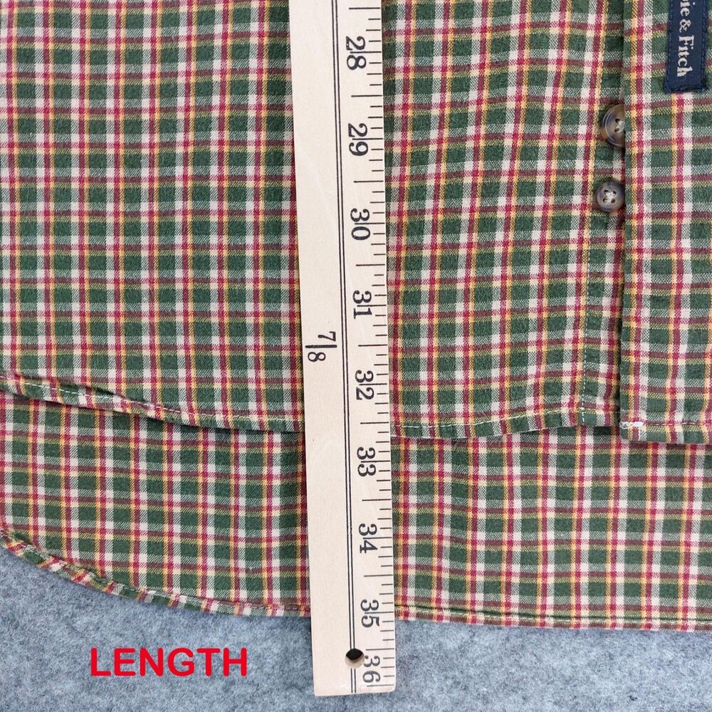 Abercrombie & Fitch Plaid Button Down Shirt XL Green Red Cotton Vintage Outdoors - Picture 5 of 10